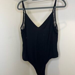 SHEIN Curve Black Lace Detail Bodysuit